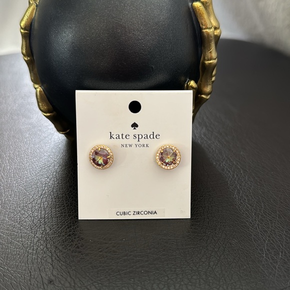 Kate Spade New York She Has Spark Studs Earrings Gold Quartz NWT $59 - Picture 3 of 5